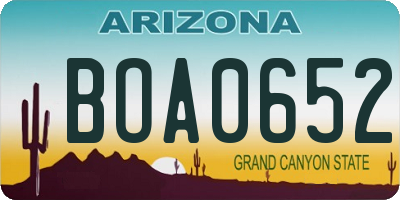 AZ license plate BOA0652