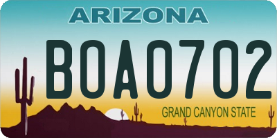 AZ license plate BOA0702