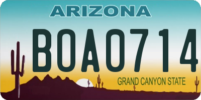 AZ license plate BOA0714
