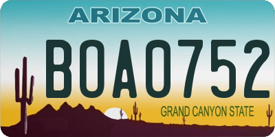 AZ license plate BOA0752