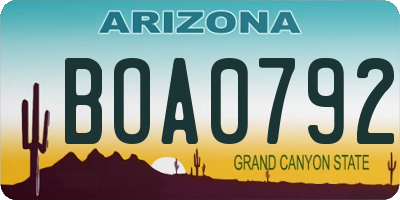 AZ license plate BOA0792