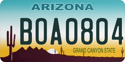 AZ license plate BOA0804