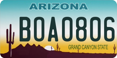 AZ license plate BOA0806