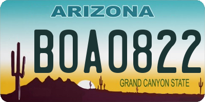 AZ license plate BOA0822