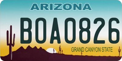 AZ license plate BOA0826