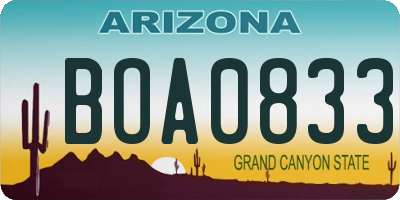 AZ license plate BOA0833