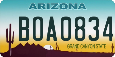 AZ license plate BOA0834