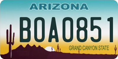AZ license plate BOA0851