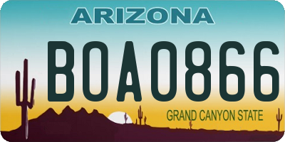 AZ license plate BOA0866