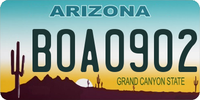 AZ license plate BOA0902