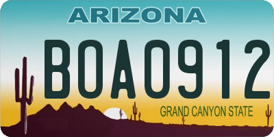AZ license plate BOA0912