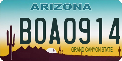 AZ license plate BOA0914