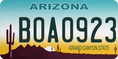 AZ license plate BOA0923