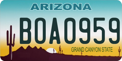 AZ license plate BOA0959