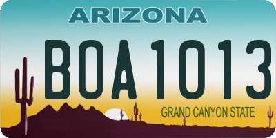 AZ license plate BOA1013