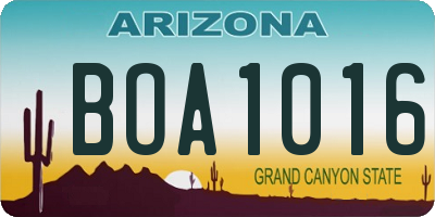 AZ license plate BOA1016