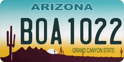 AZ license plate BOA1022