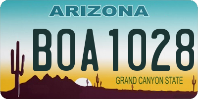 AZ license plate BOA1028
