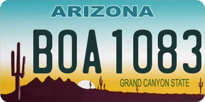 AZ license plate BOA1083
