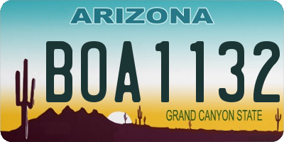 AZ license plate BOA1132