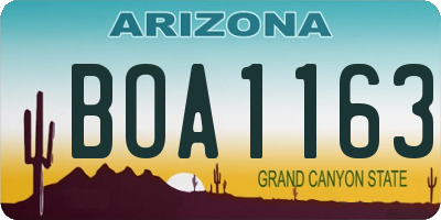 AZ license plate BOA1163