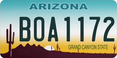 AZ license plate BOA1172