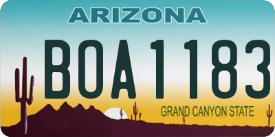 AZ license plate BOA1183