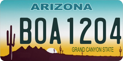 AZ license plate BOA1204