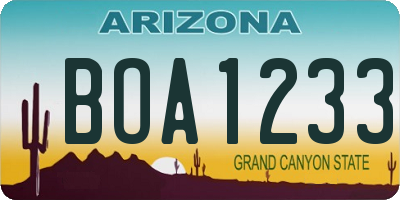 AZ license plate BOA1233