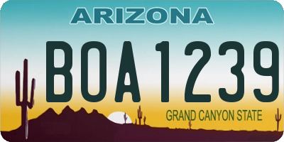 AZ license plate BOA1239