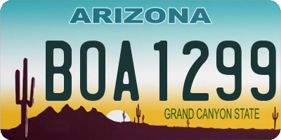 AZ license plate BOA1299