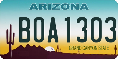 AZ license plate BOA1303