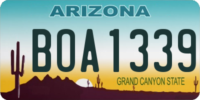 AZ license plate BOA1339