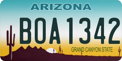 AZ license plate BOA1342