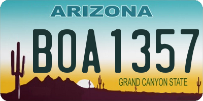 AZ license plate BOA1357