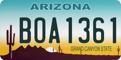 AZ license plate BOA1361