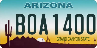 AZ license plate BOA1400