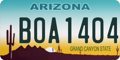 AZ license plate BOA1404