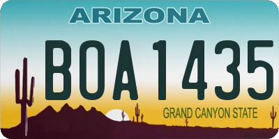 AZ license plate BOA1435