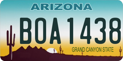 AZ license plate BOA1438
