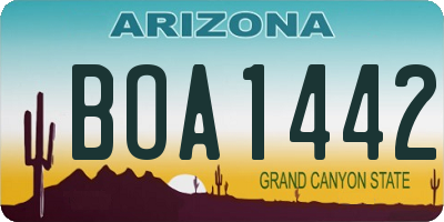AZ license plate BOA1442