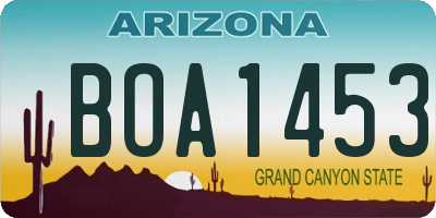 AZ license plate BOA1453