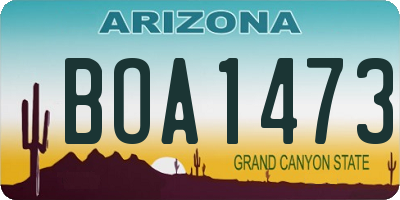 AZ license plate BOA1473
