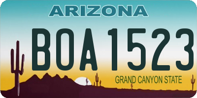AZ license plate BOA1523