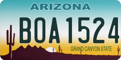 AZ license plate BOA1524