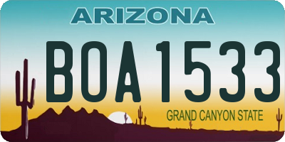 AZ license plate BOA1533