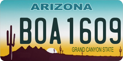 AZ license plate BOA1609