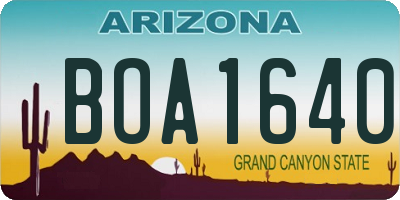 AZ license plate BOA1640