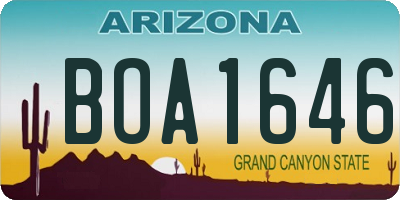 AZ license plate BOA1646