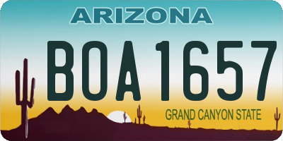 AZ license plate BOA1657